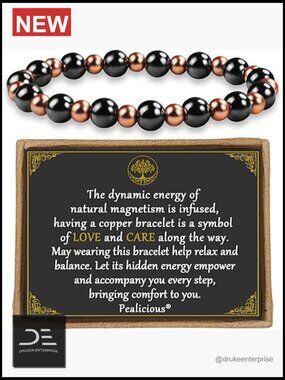 Copper Magnetic Bracelet 3800 Gauss Beads for Women and Men